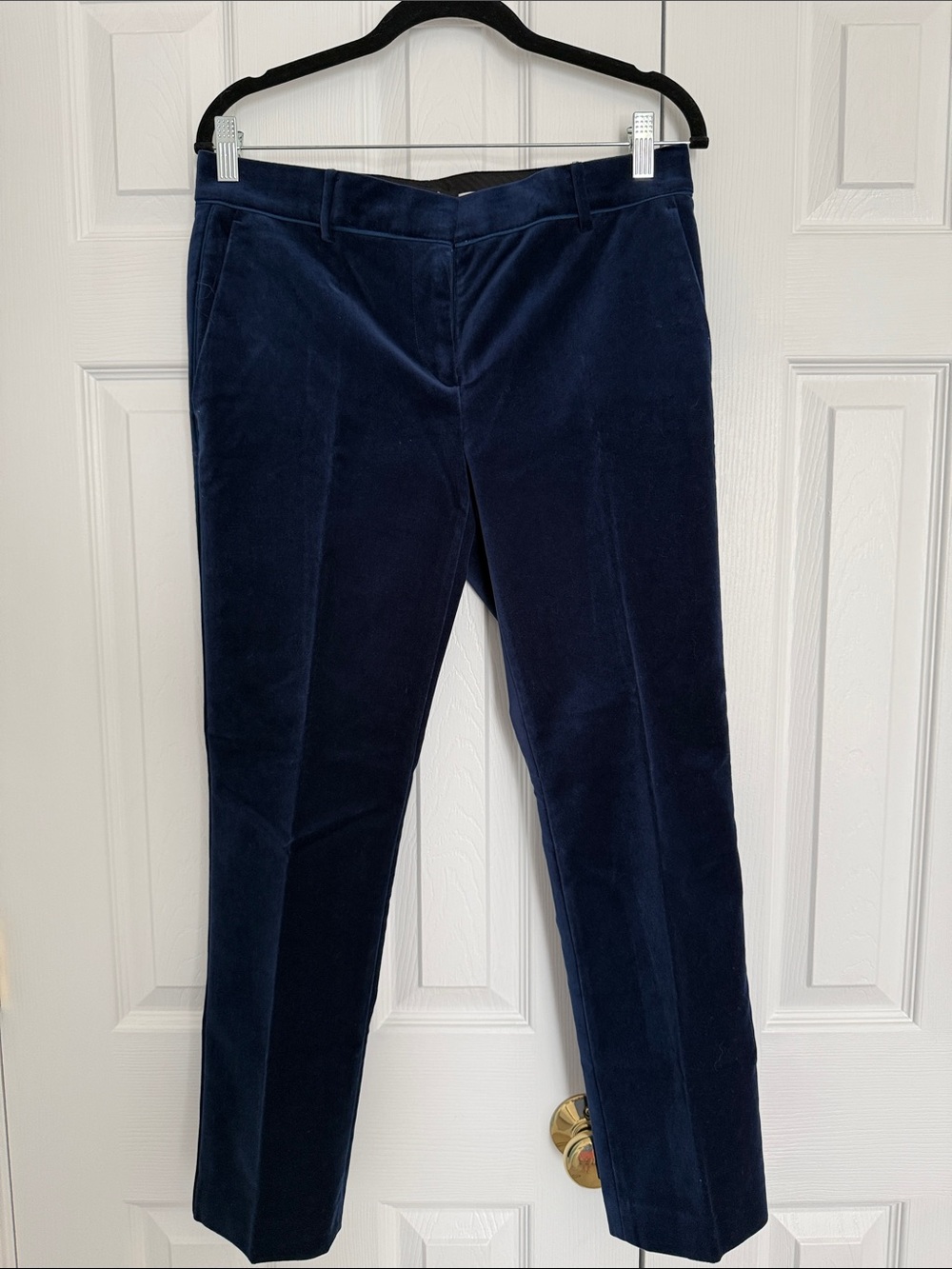 Ann Taylor Navy Velvet Straight-Leg Pants
